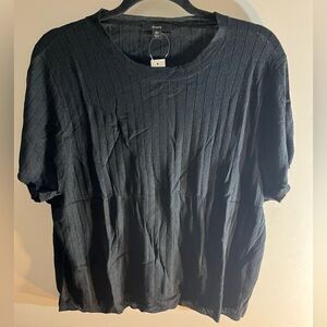 J. Crew Ribbed Black Short Sleeve Top